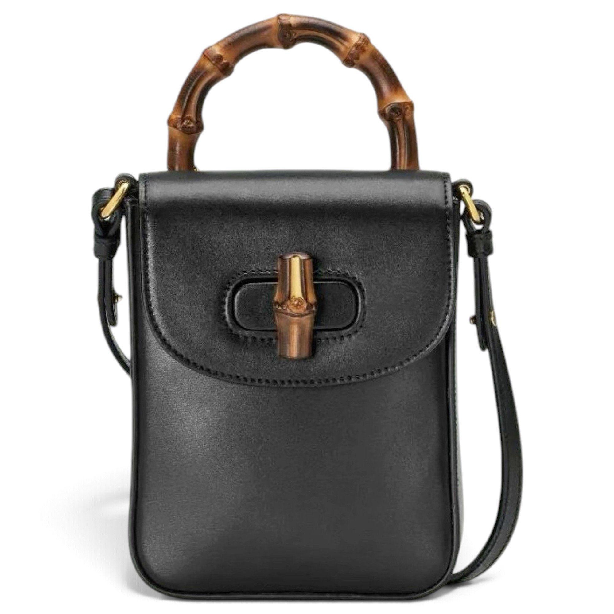 Convertible Bamboo Top Handle leather handbag