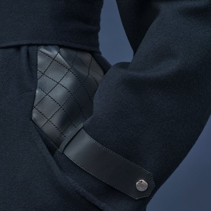 Bleu Noir Long Mixed Materials Cashmere Coat