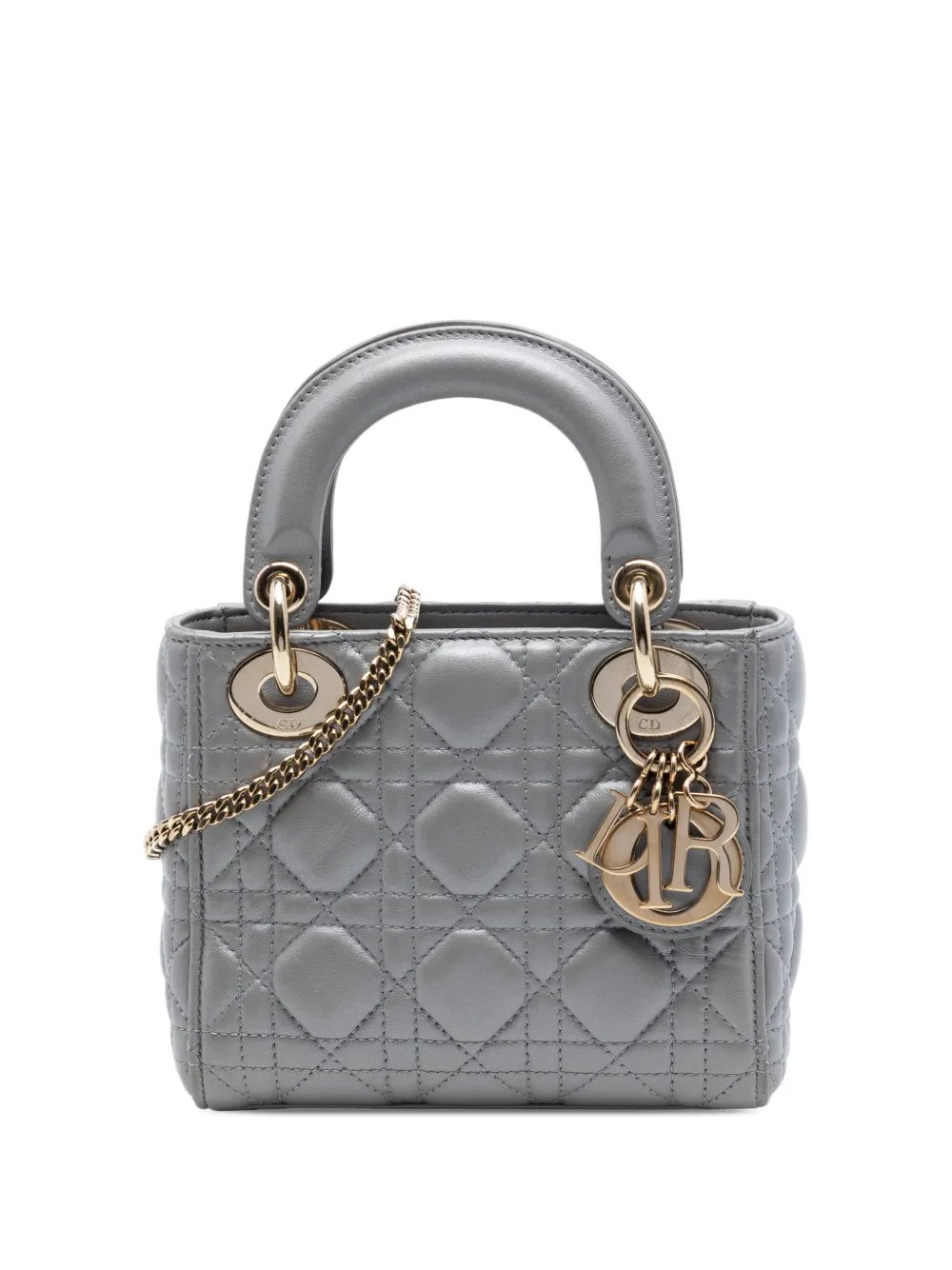 2017 Mini Metallic Lambskin Cannage Lady Dior satchel