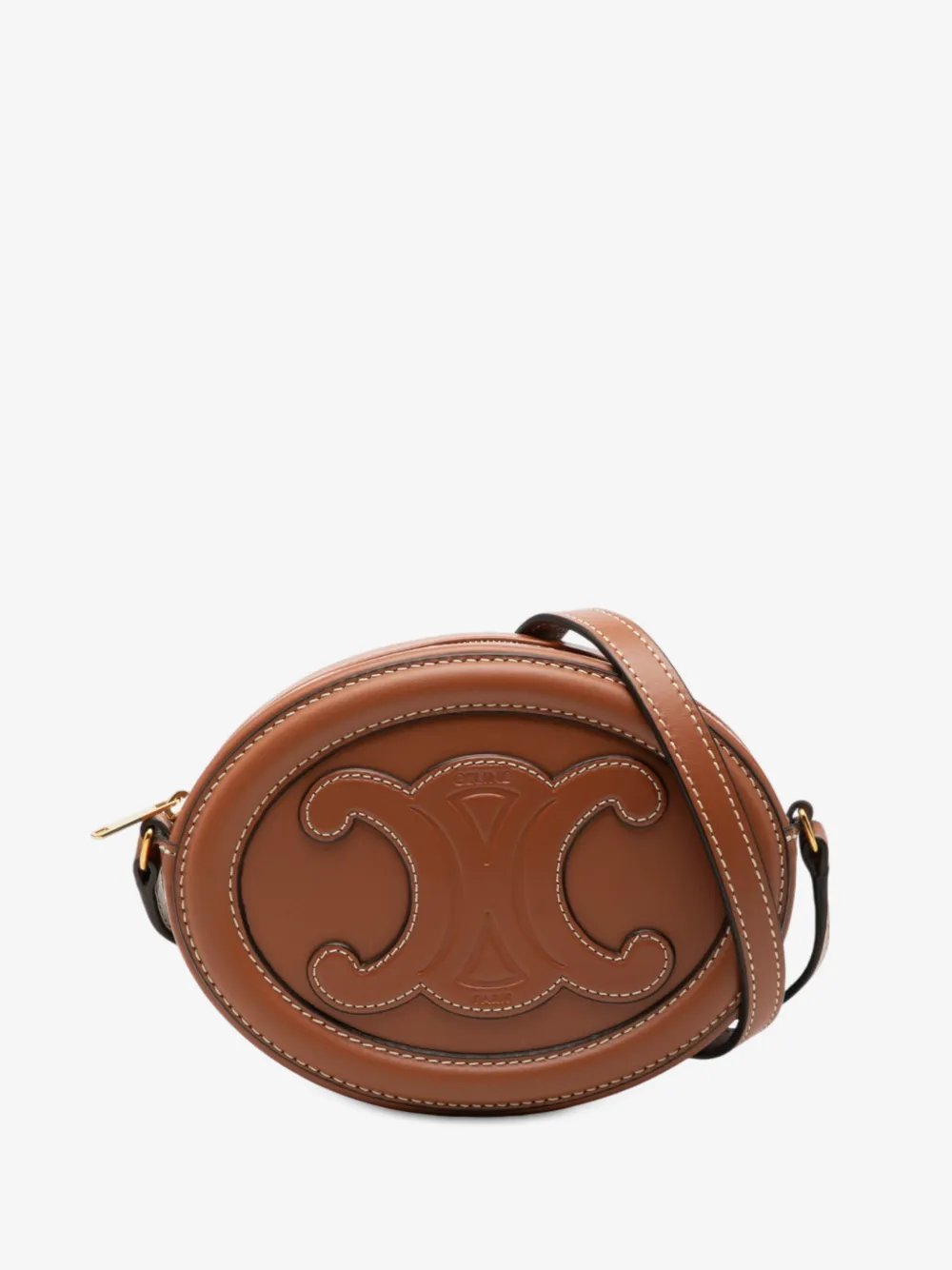2022 Small Calfskin Cuir Triomphe Oval crossbody bag