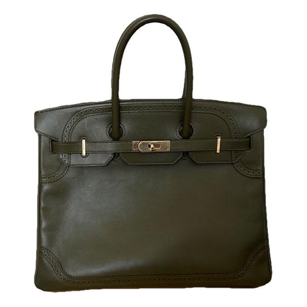 Hermes Birkin 35 Handbag Vert Verone Tadelakt Leather