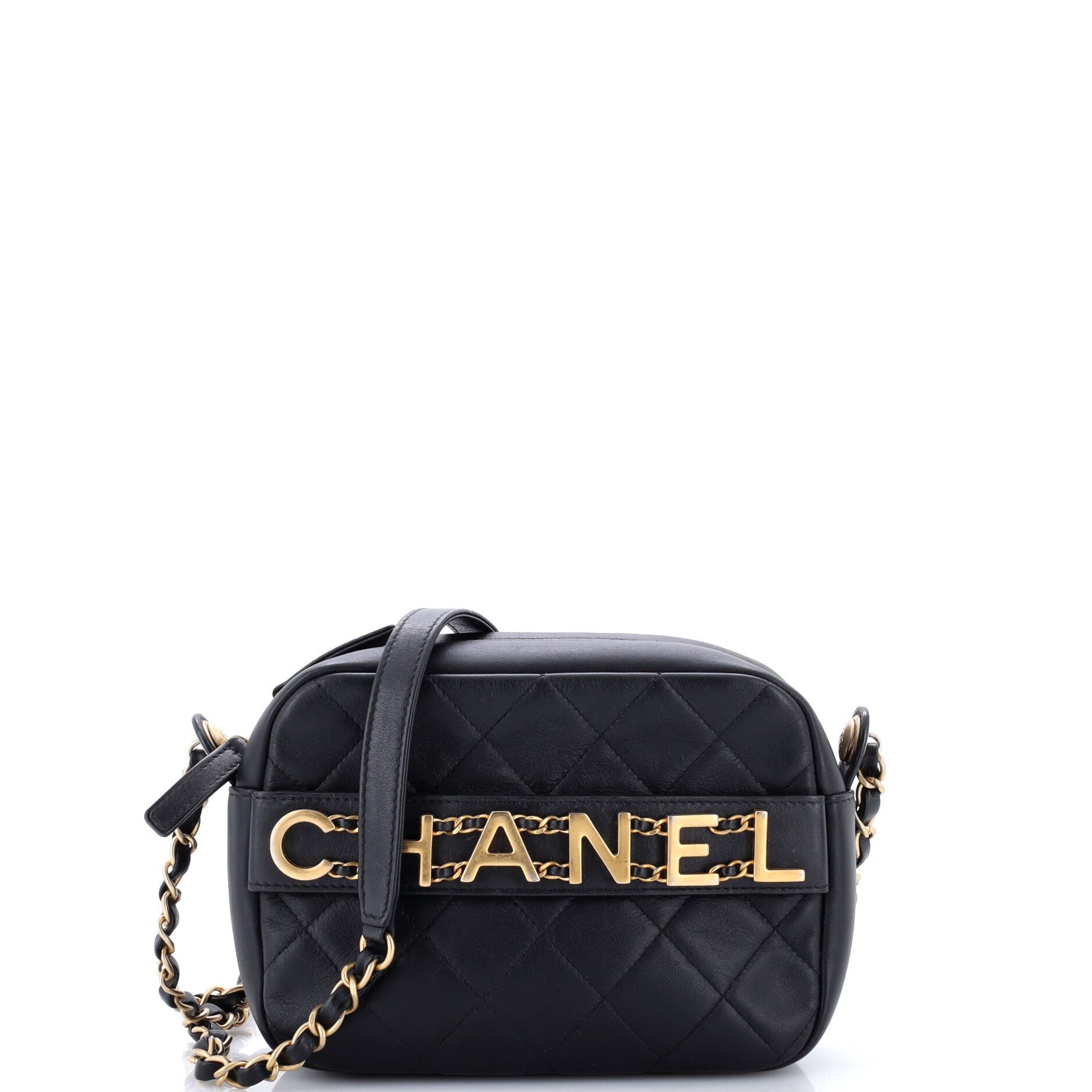 Logo Enchained Camera Case Quilted Calfskin