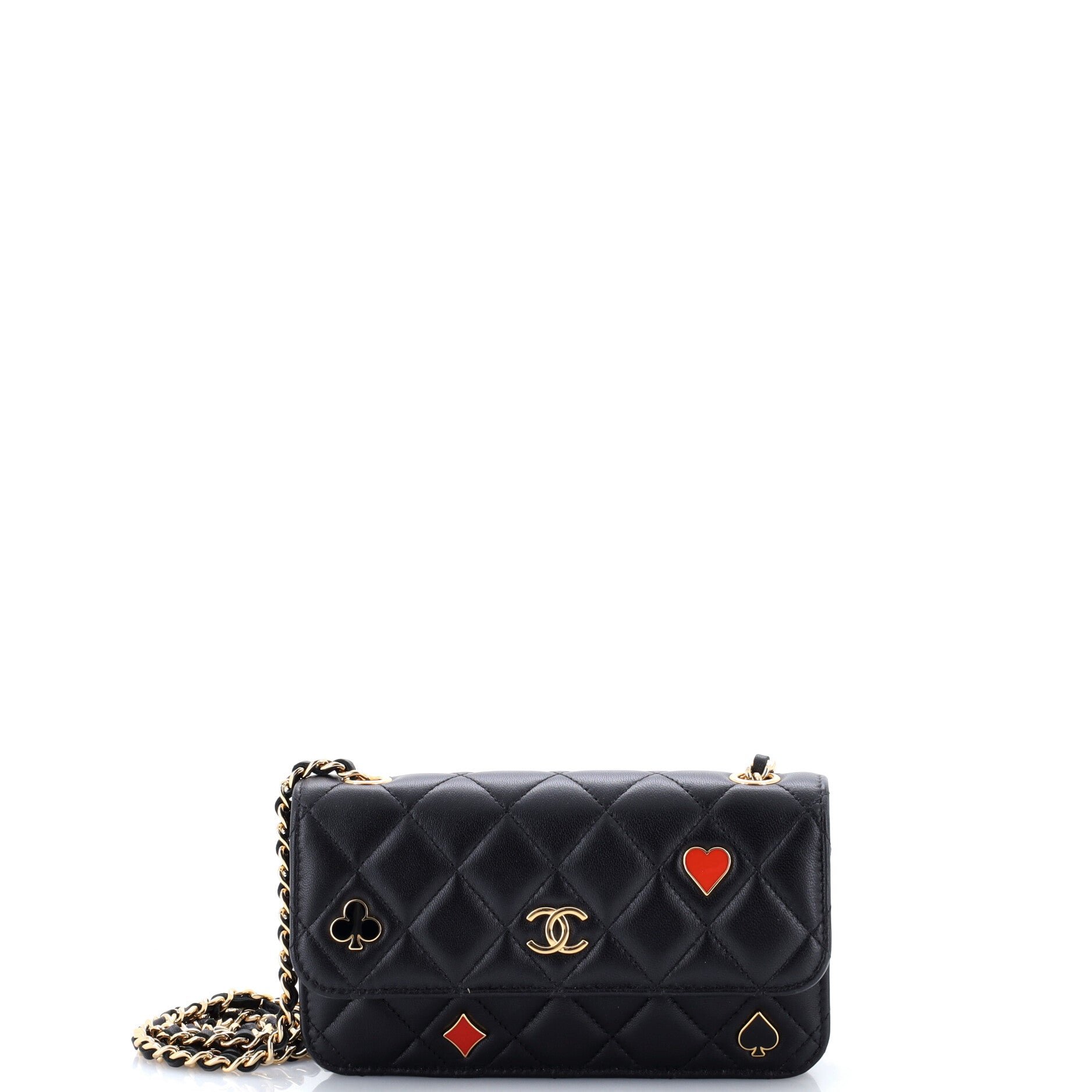 Coco Casino Flap Phone Holder with Chain Quilted Lambskin
