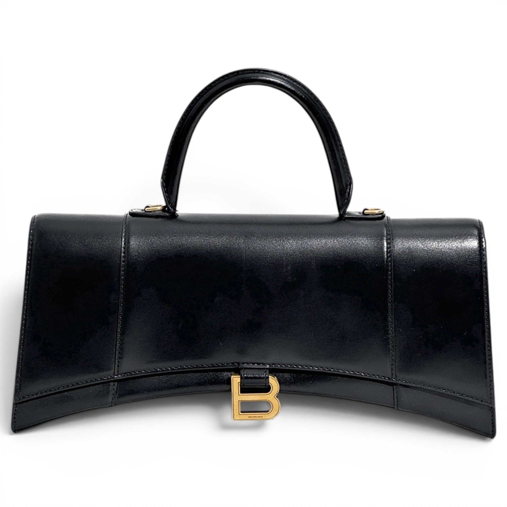 Hourglass leather handbag
