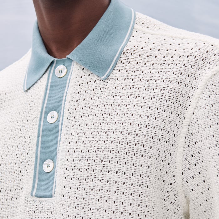 Écru "Ajoures Colores" Polo Shirt