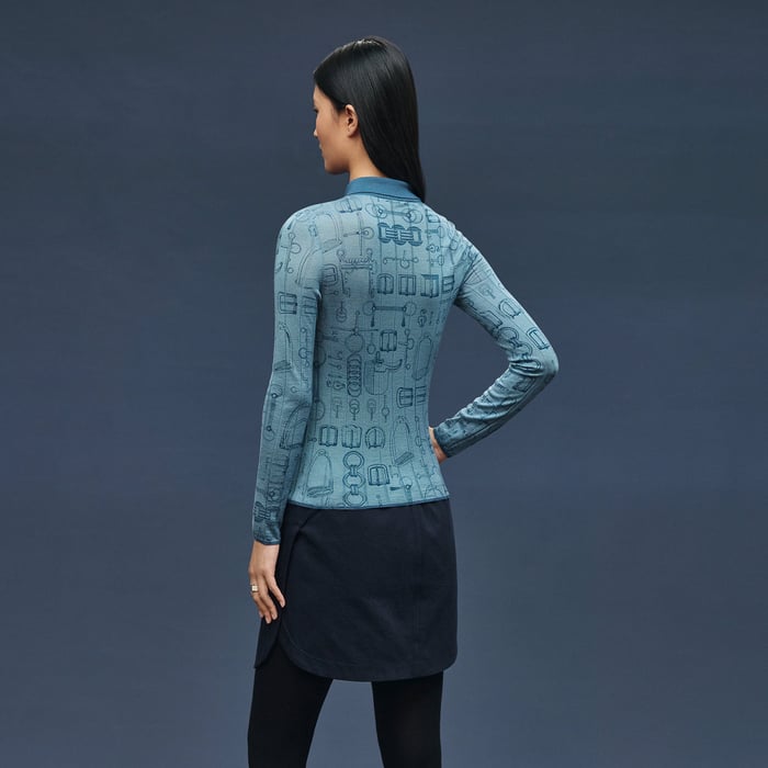 Bleu Adriatique "Cahier Du Colporteur" Cardigan