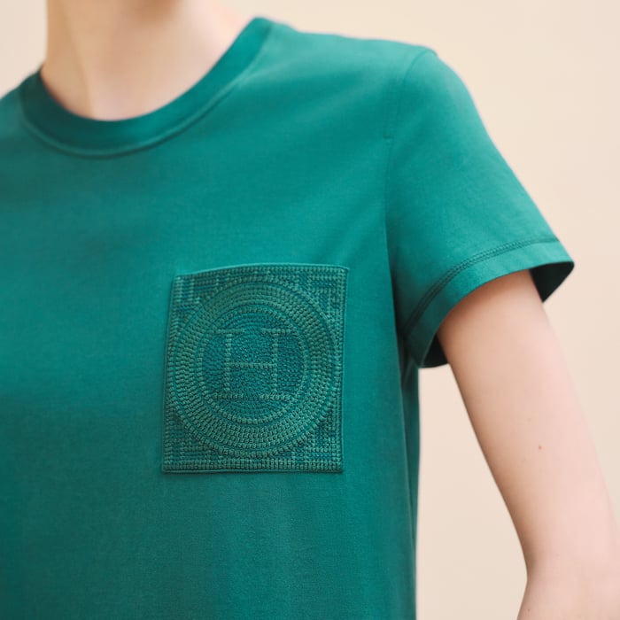 Vert Acanthe Embroidered Pocket Dress