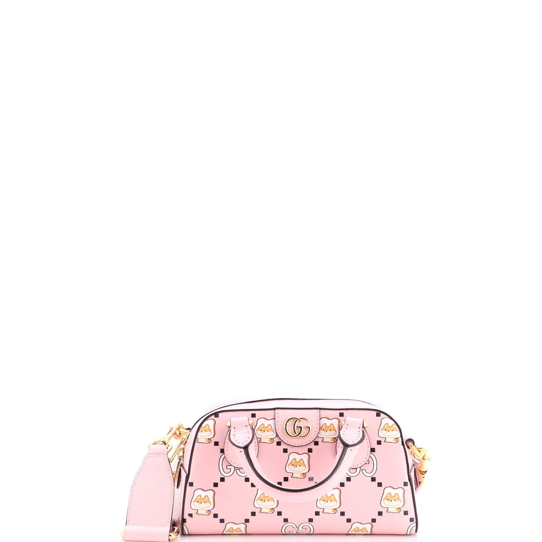 Ophidia Convertible Boston Top Handle Bag Kawaii Printed Leather Mini