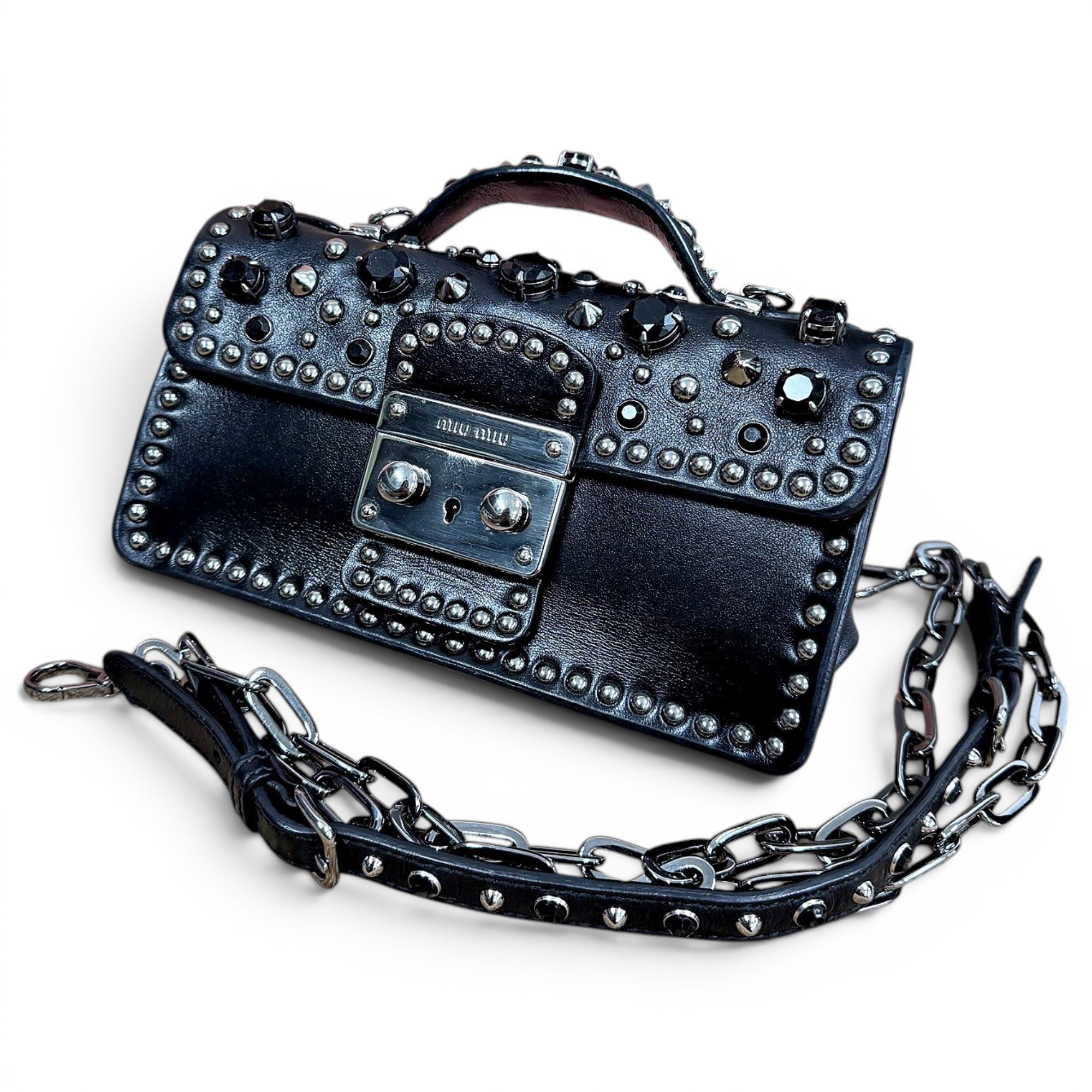 Madras leather handbag