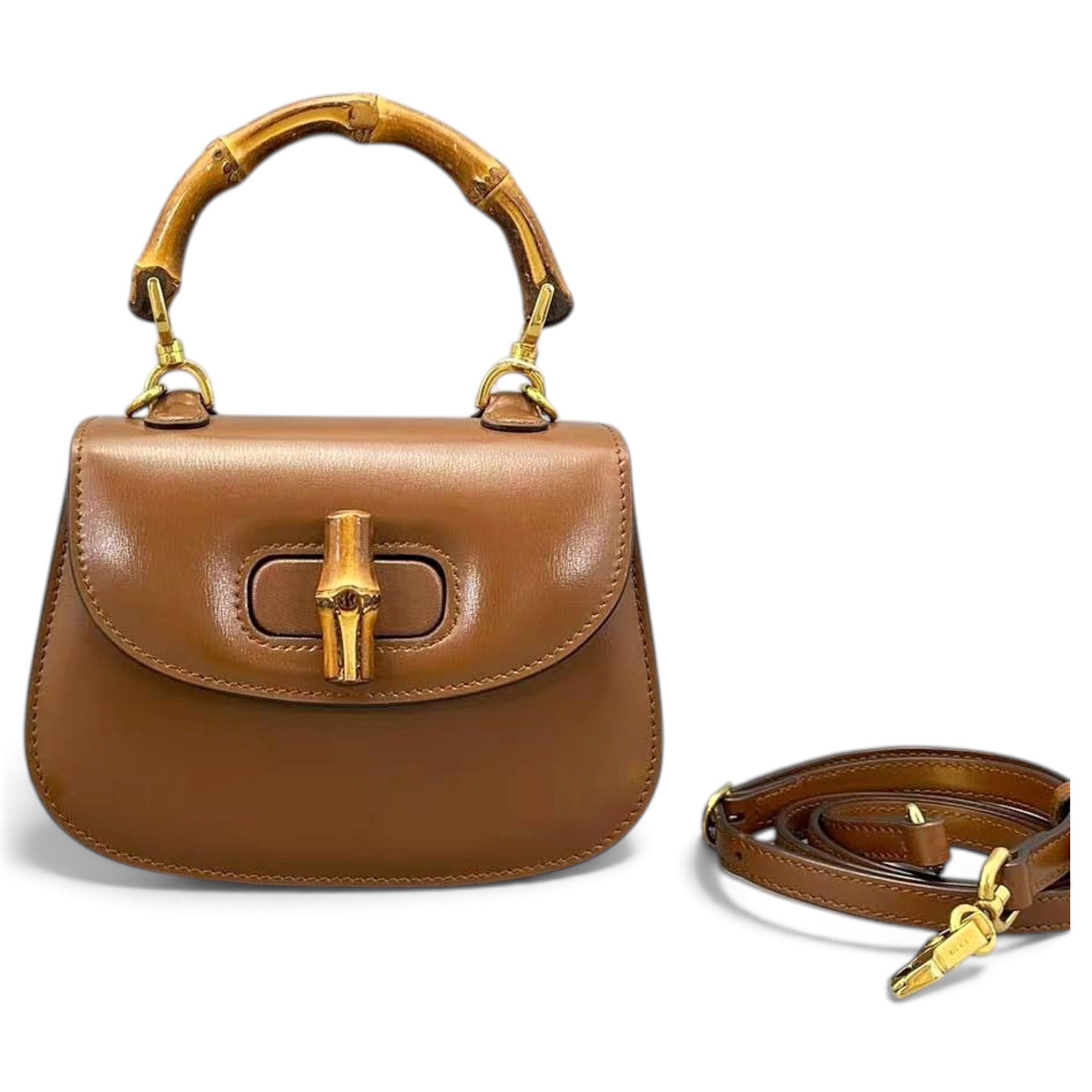 Convertible Bamboo Top Handle leather handbag