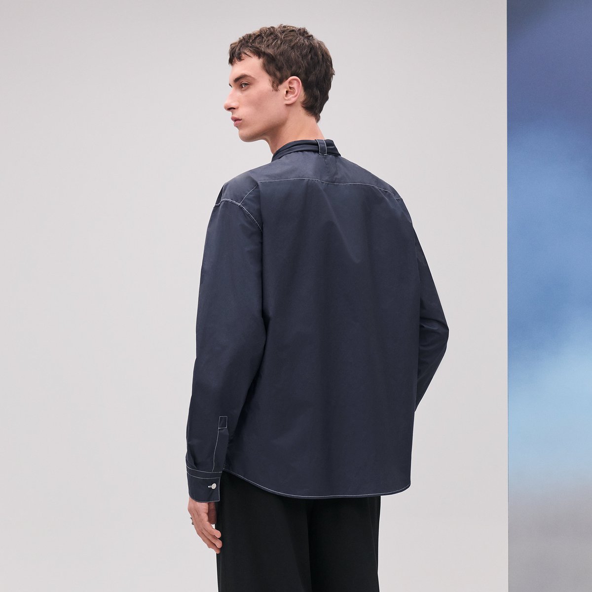 Marine Boxy Fit Shirt With Marius Collar