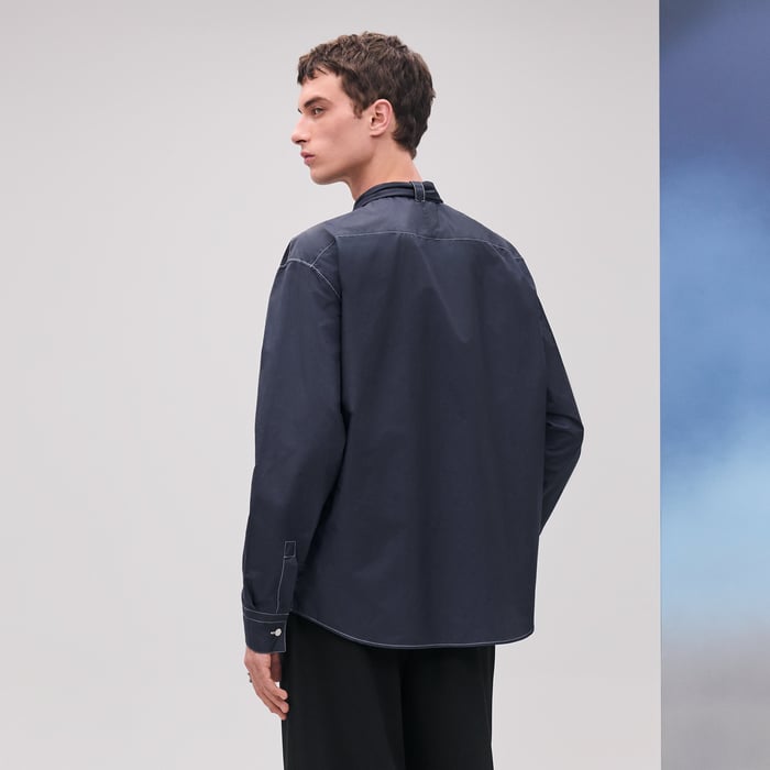 Marine Boxy Fit Shirt With Marius Collar