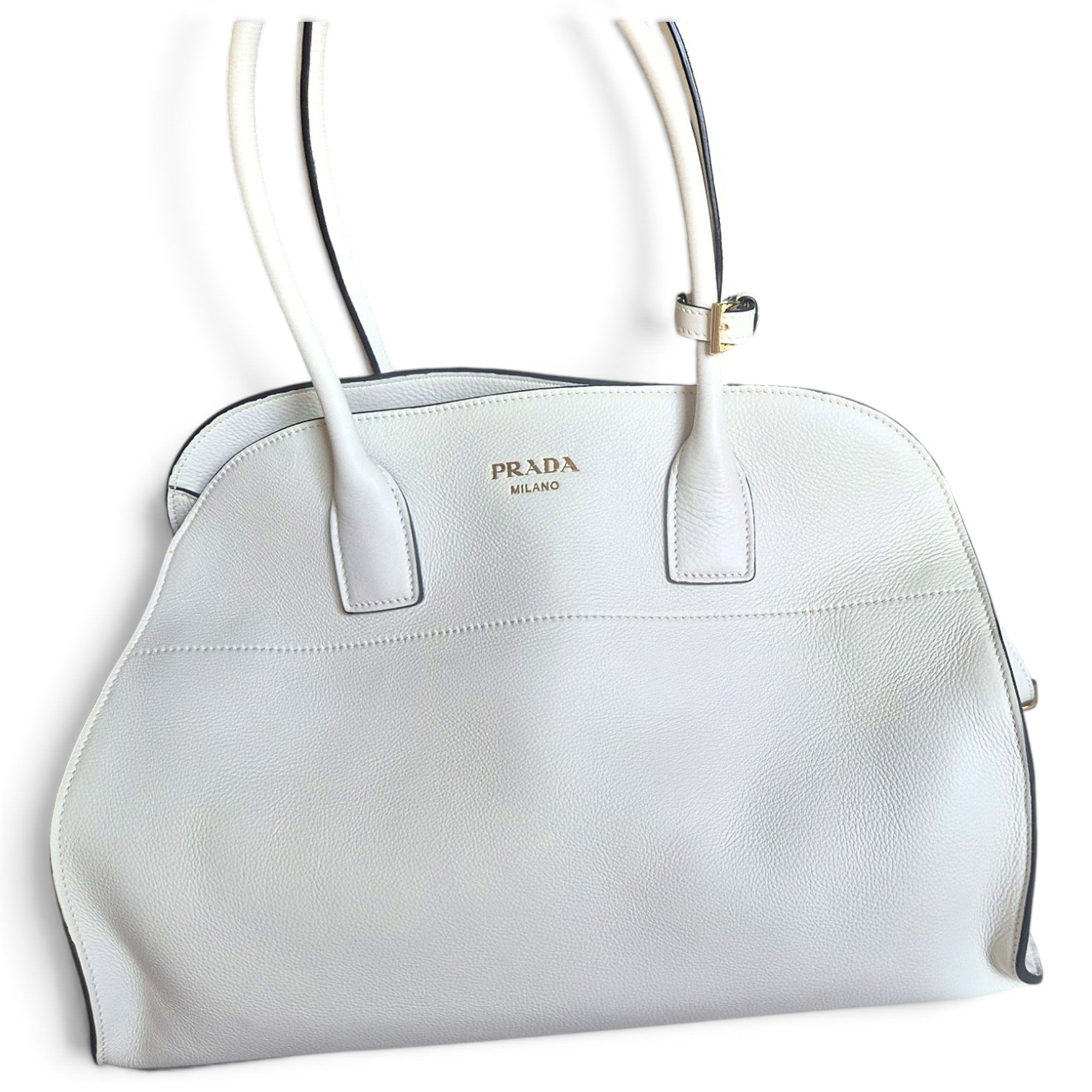 Buckle leather handbag
