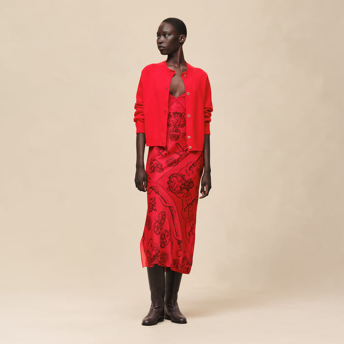 Rouge Amazone Cashmere Long-sleeve Cardigan