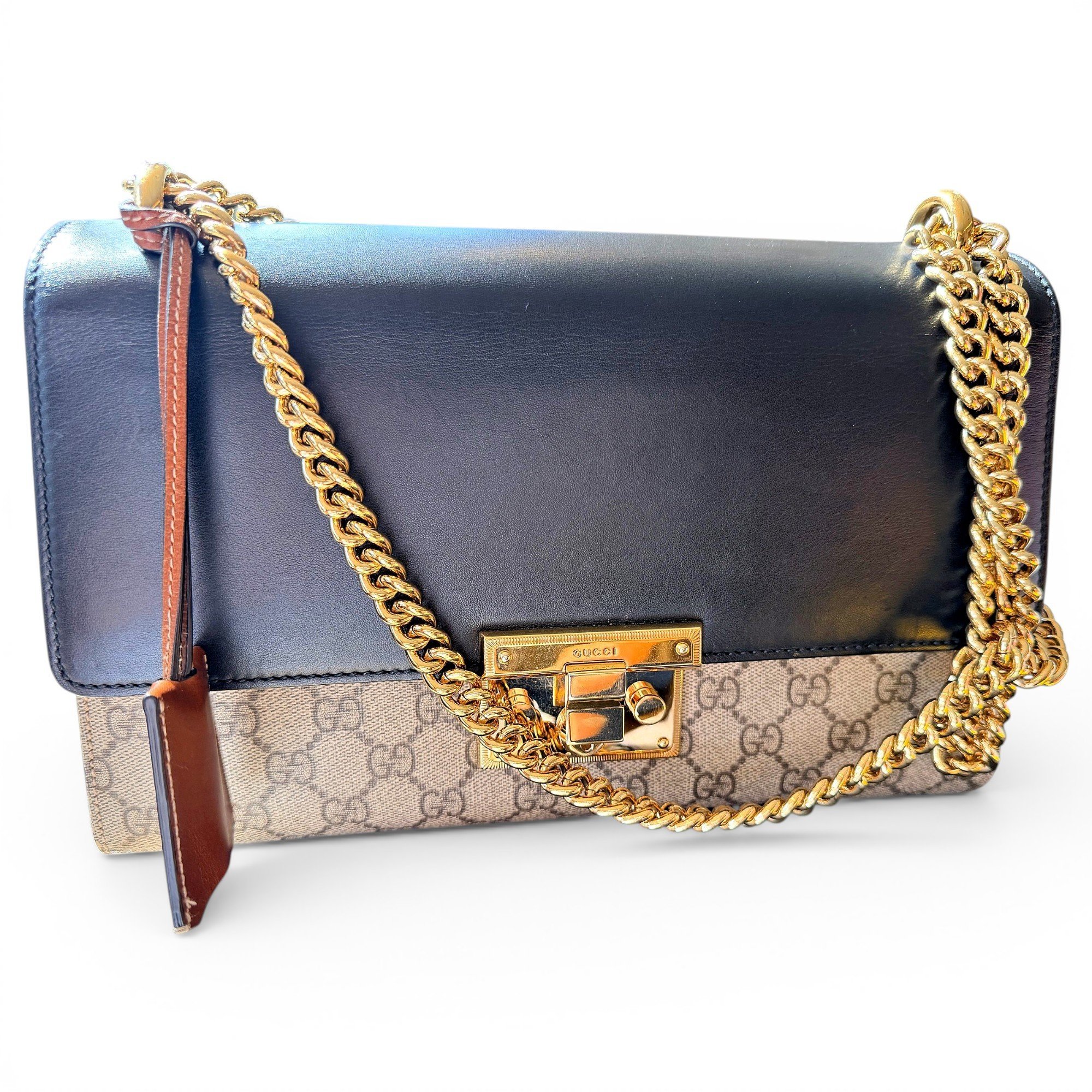 Padlock leather handbag