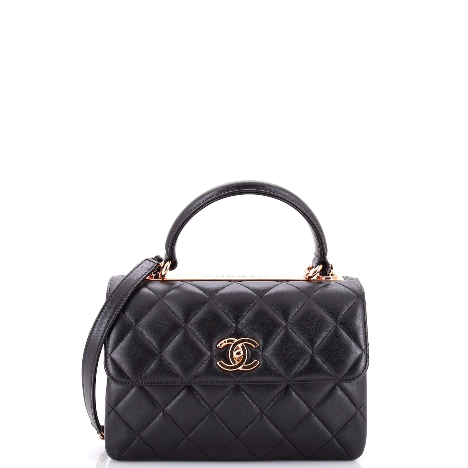 Trendy CC Top Handle Bag Quilted Lambskin Small