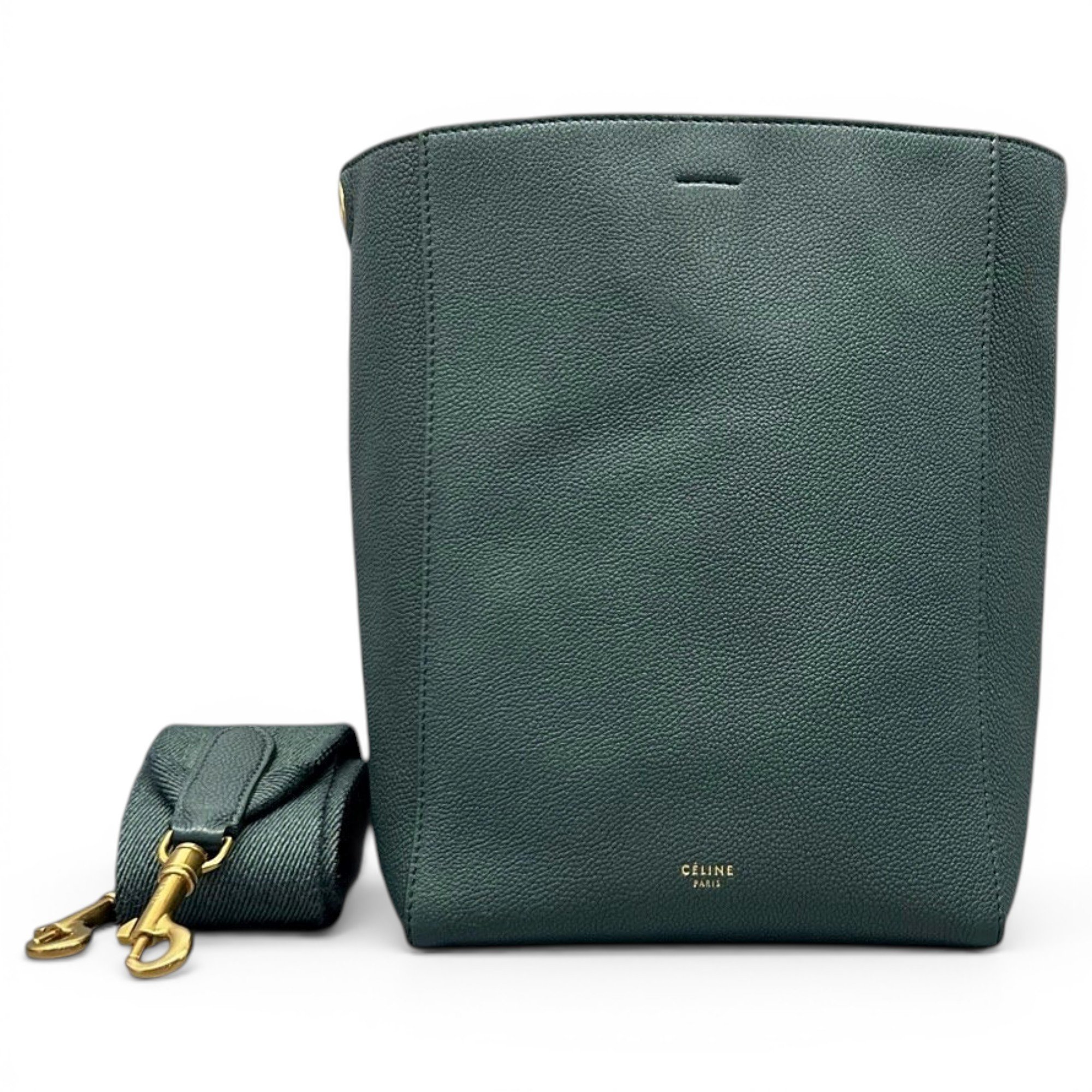 Symmetrical leather handbag