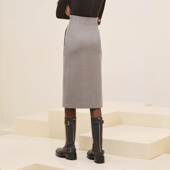 Marron Terre d'Ombre High-waisted Pencil Skirt