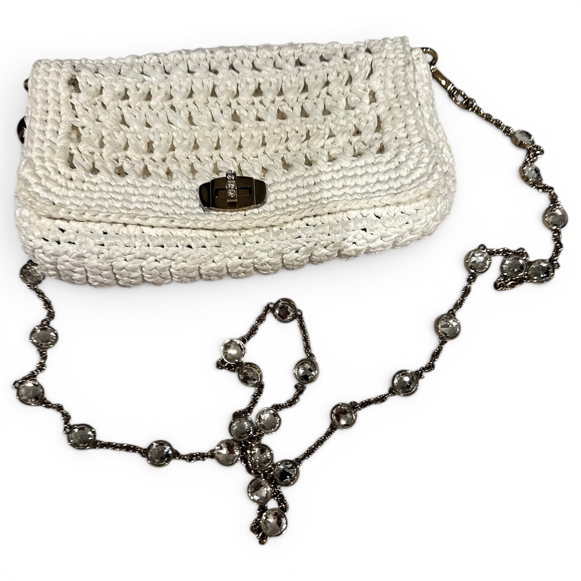 Miu Crystal linen crossbody bag