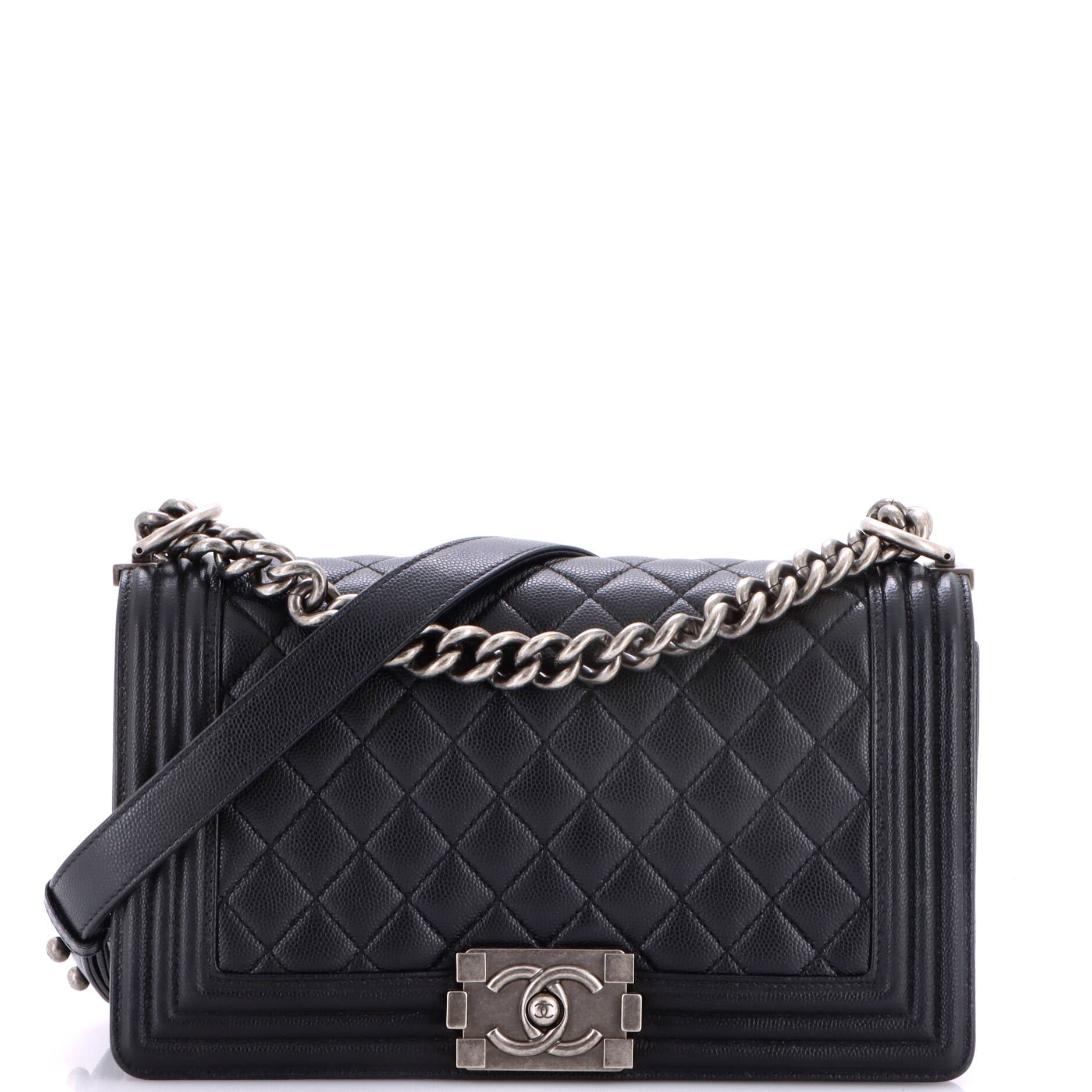 Boy Flap Bag Quilted Caviar Old Medium