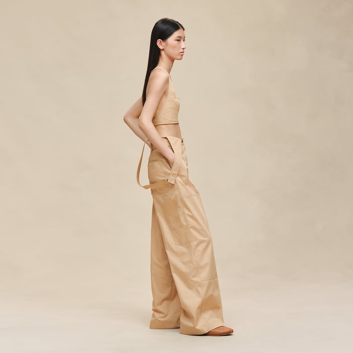Beige Cajou Overalls Pants