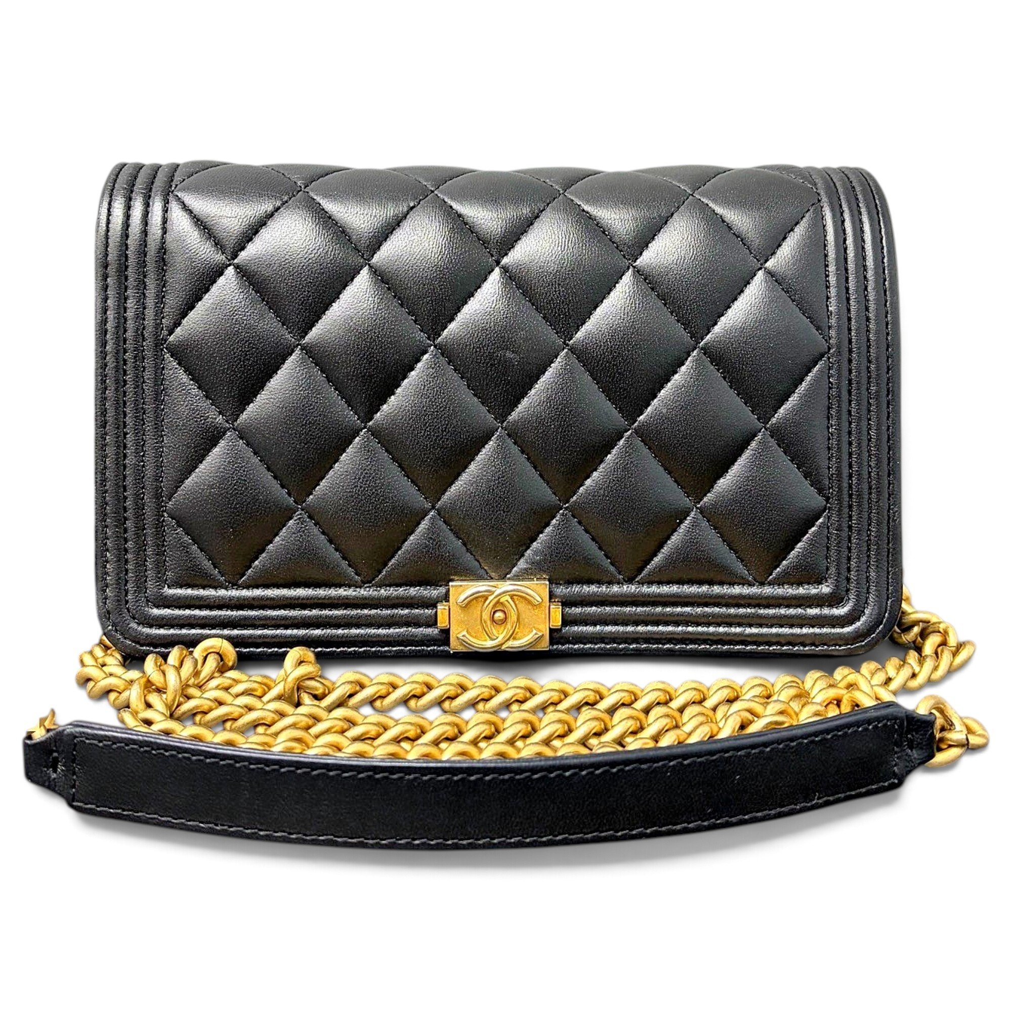 Wallet On Chain Boy Half Flap leather handbag