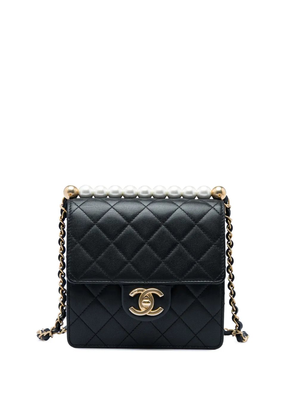 2019 Small Quilted Goatskin Chic Pearls Flap crossbody bag