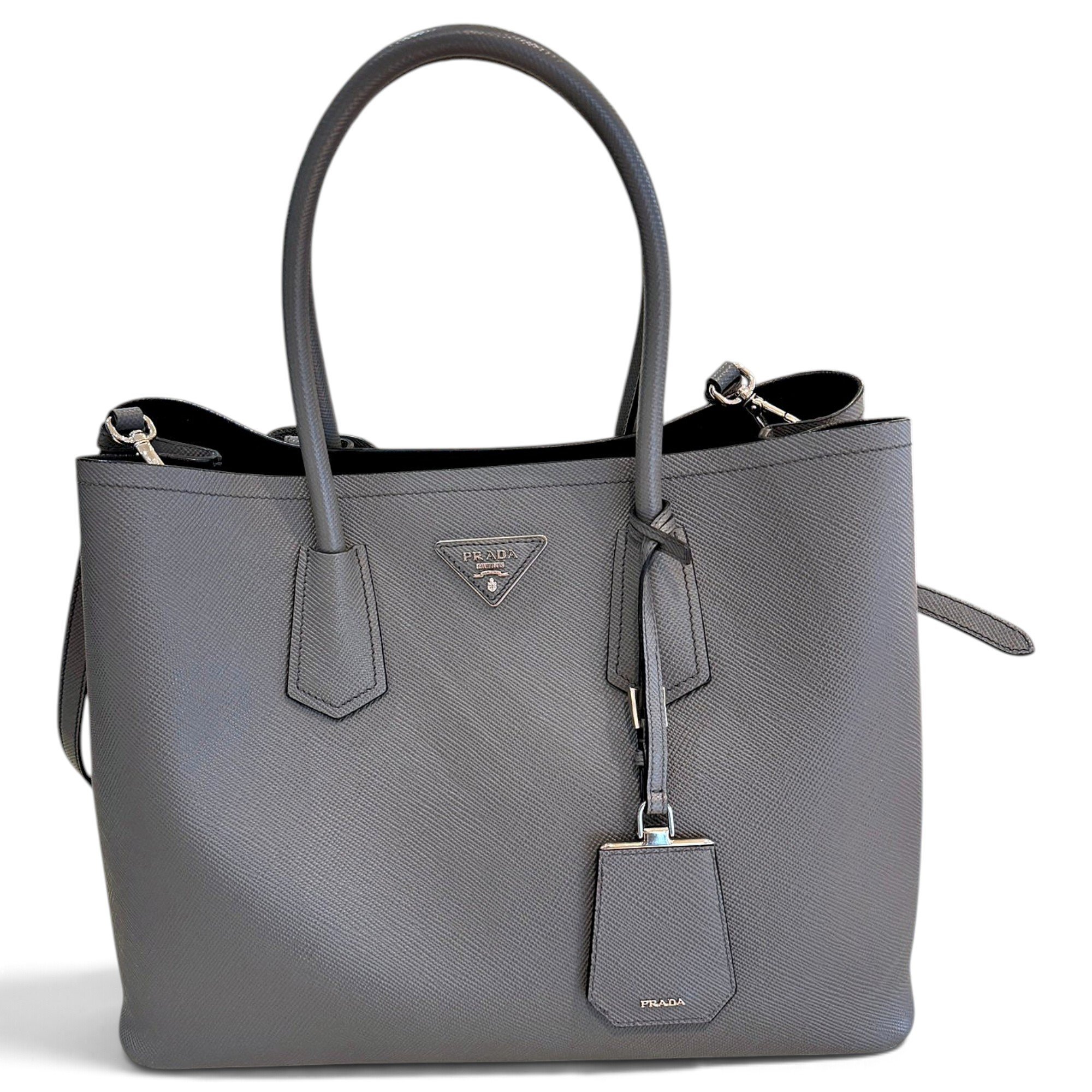 Double leather handbag