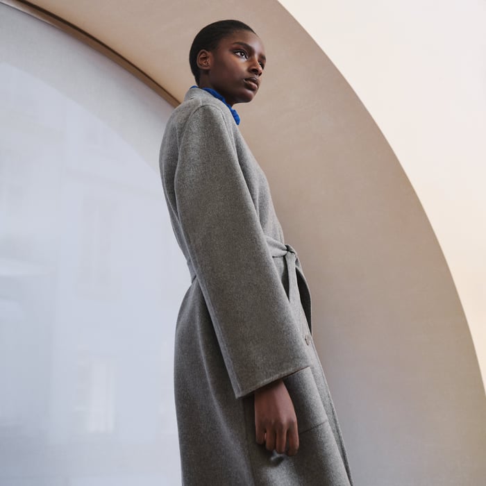 Gris Crayon Cashmere Wrap Coat