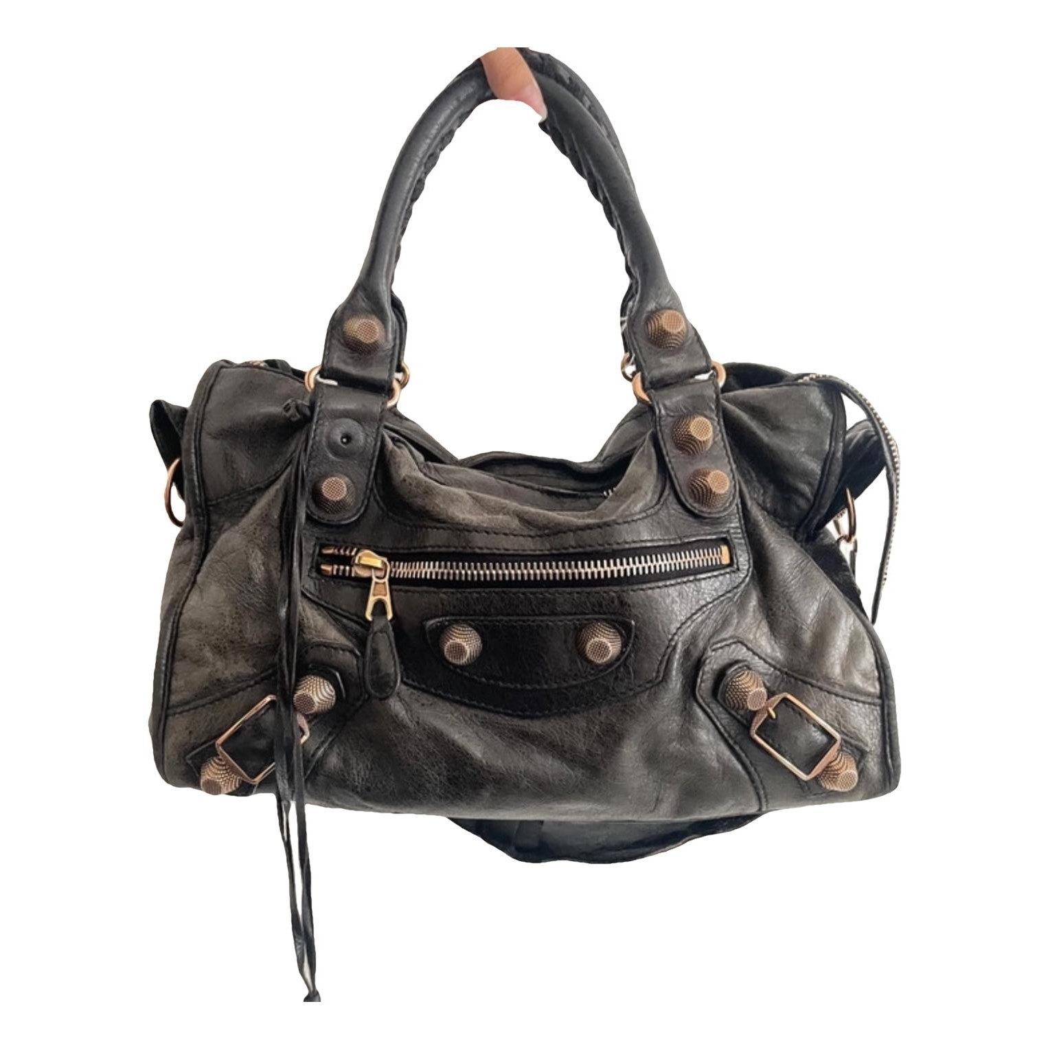 City leather handbag