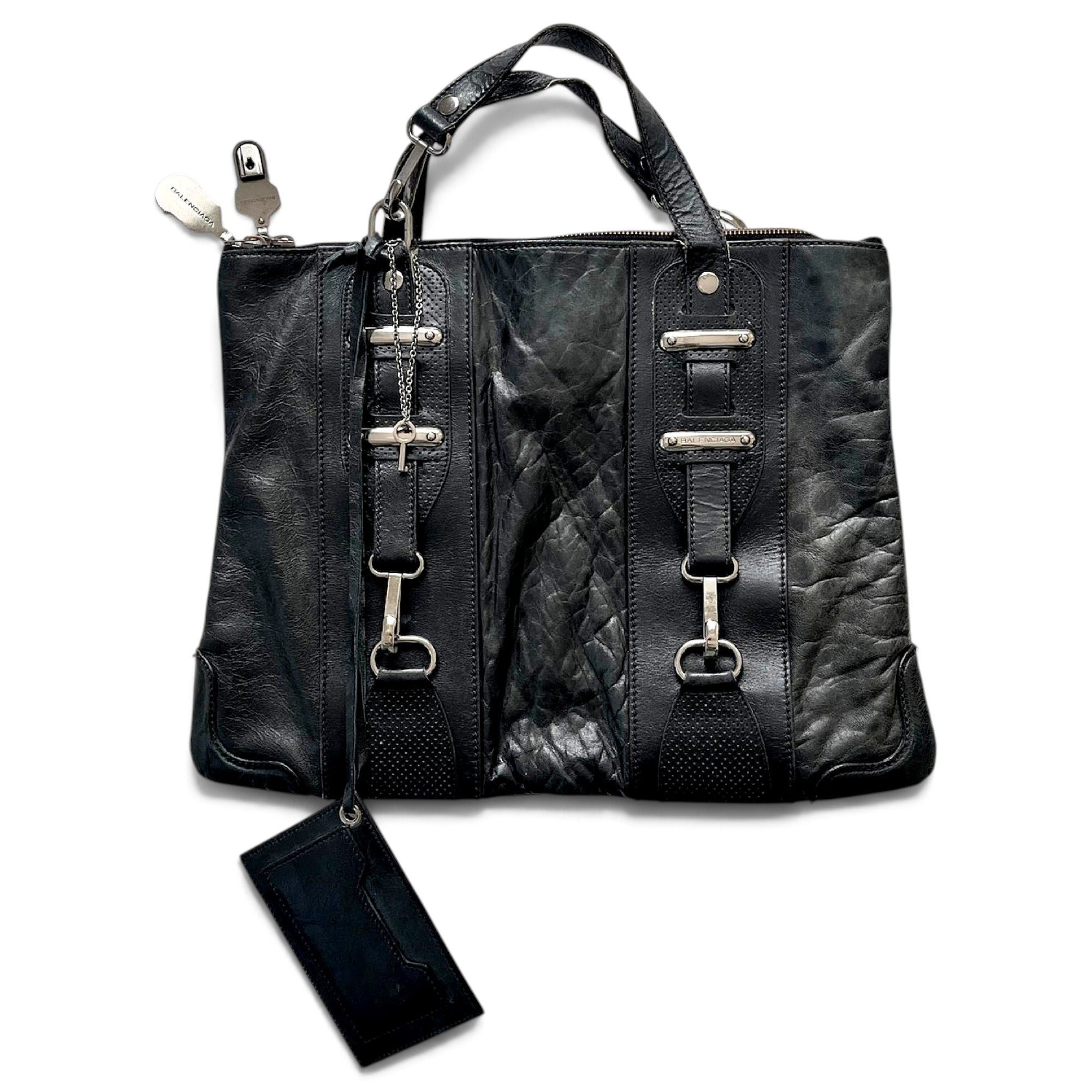 Padlock leather tote