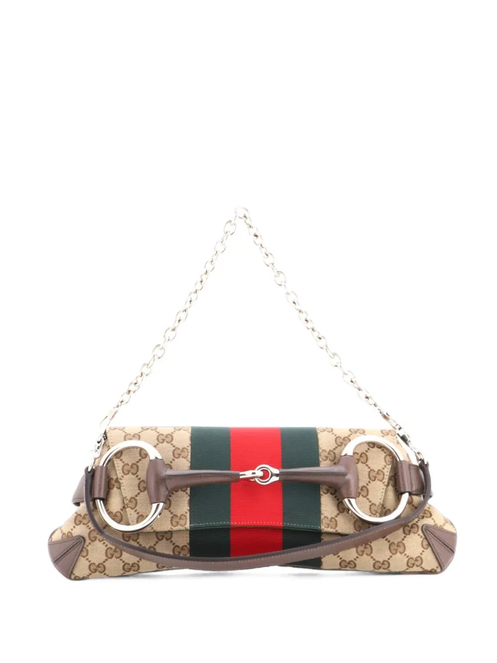 Horsebit NM Web Chain Clutch GG Canvas Medium shoulder bag