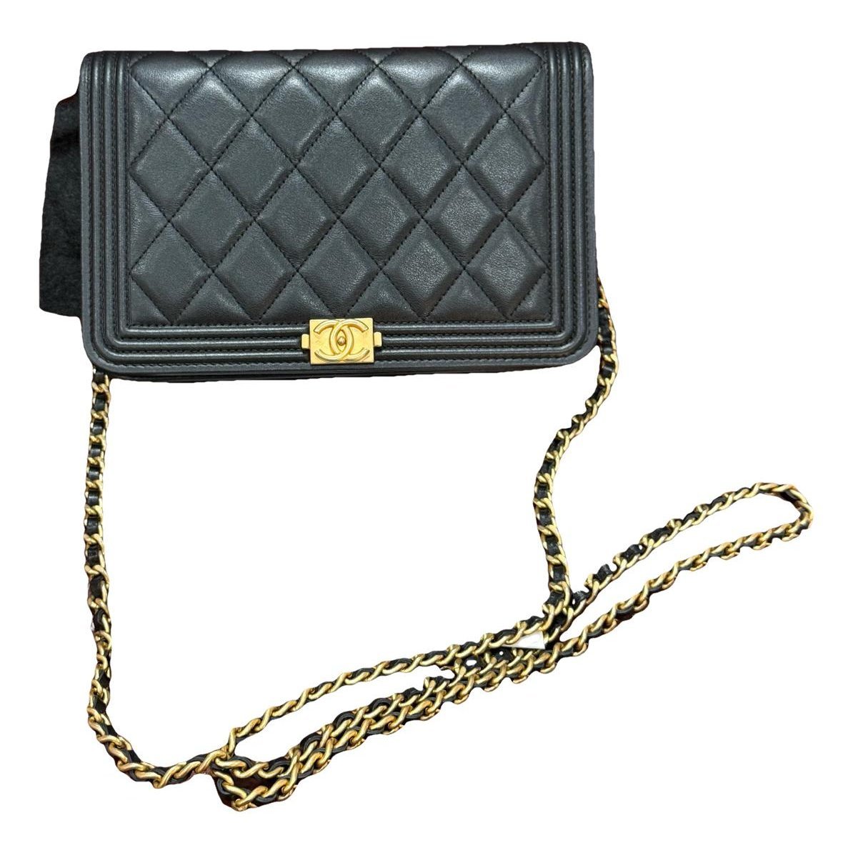Wallet On Chain Boy Half Flap leather crossbody bag