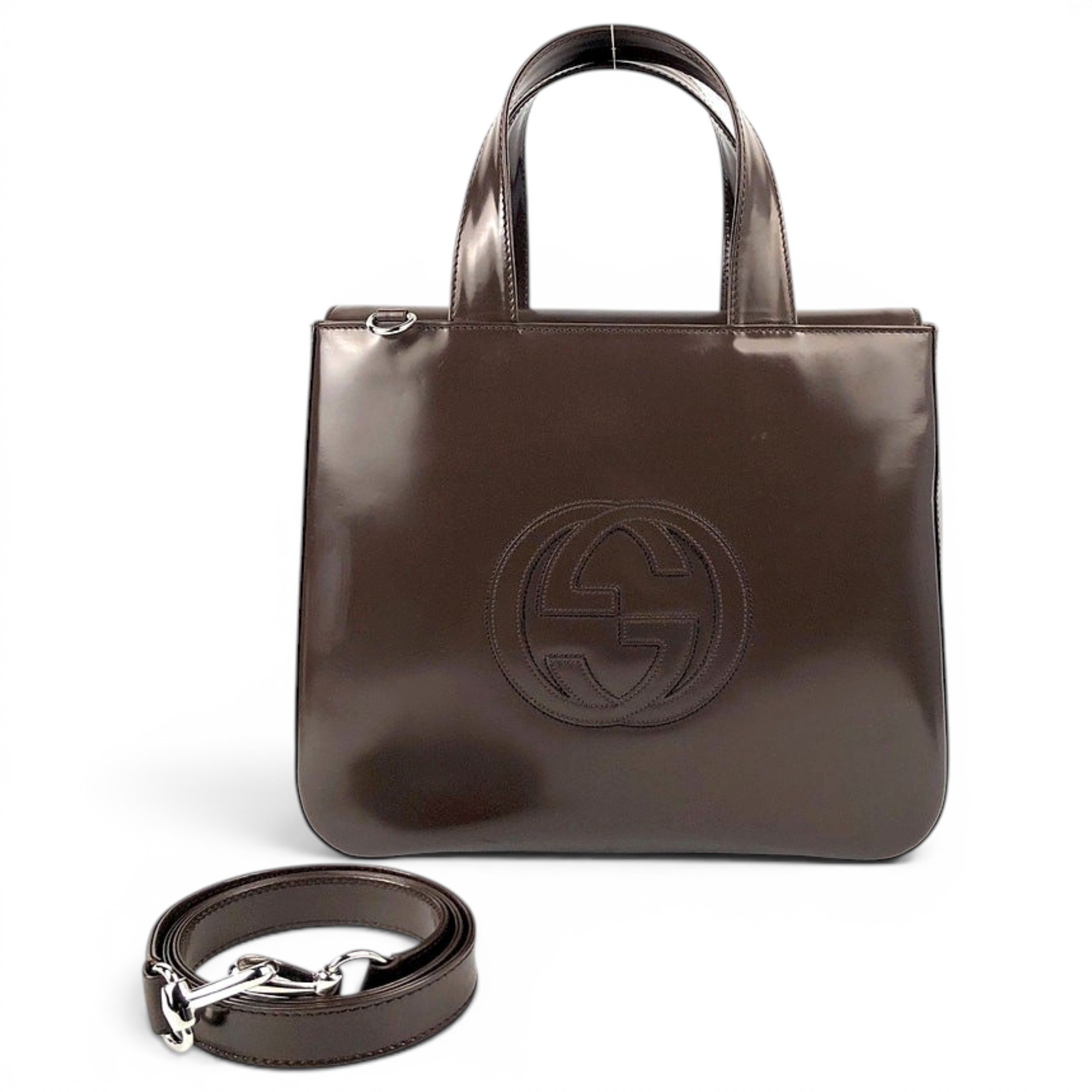 Patent leather handbag