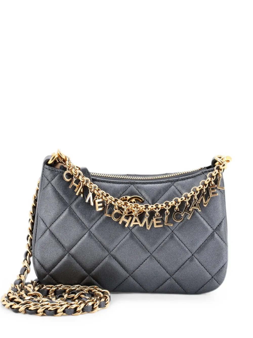 Logo Letters Top Handle Chain Quilted Lambskin Small crossbody bag
