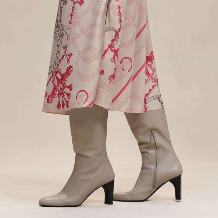 Beige Avoine "Palefroi Remix" Flowy Slanted Skirt