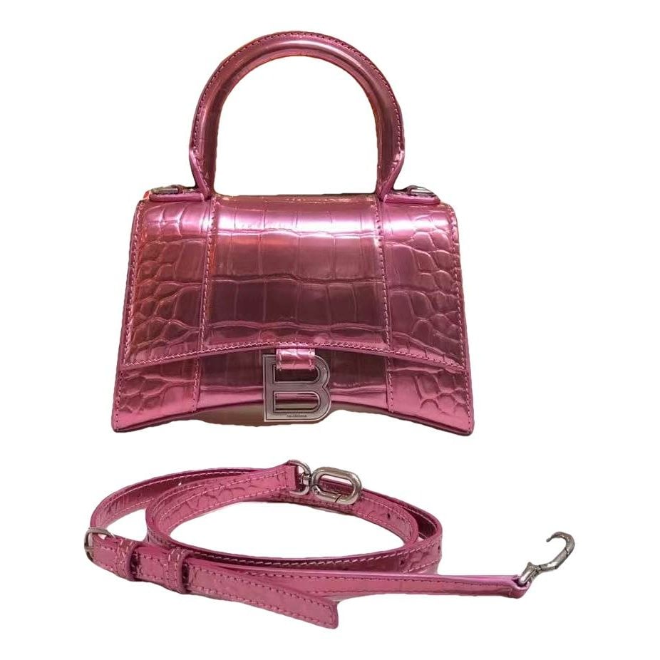 Hourglass leather handbag