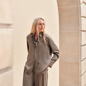"Mosaique" Ascot Collar Shirt