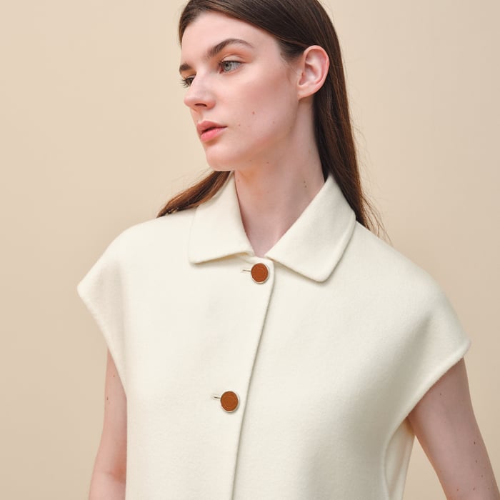 Blanc Naturel Belted Cashmere Long Vest