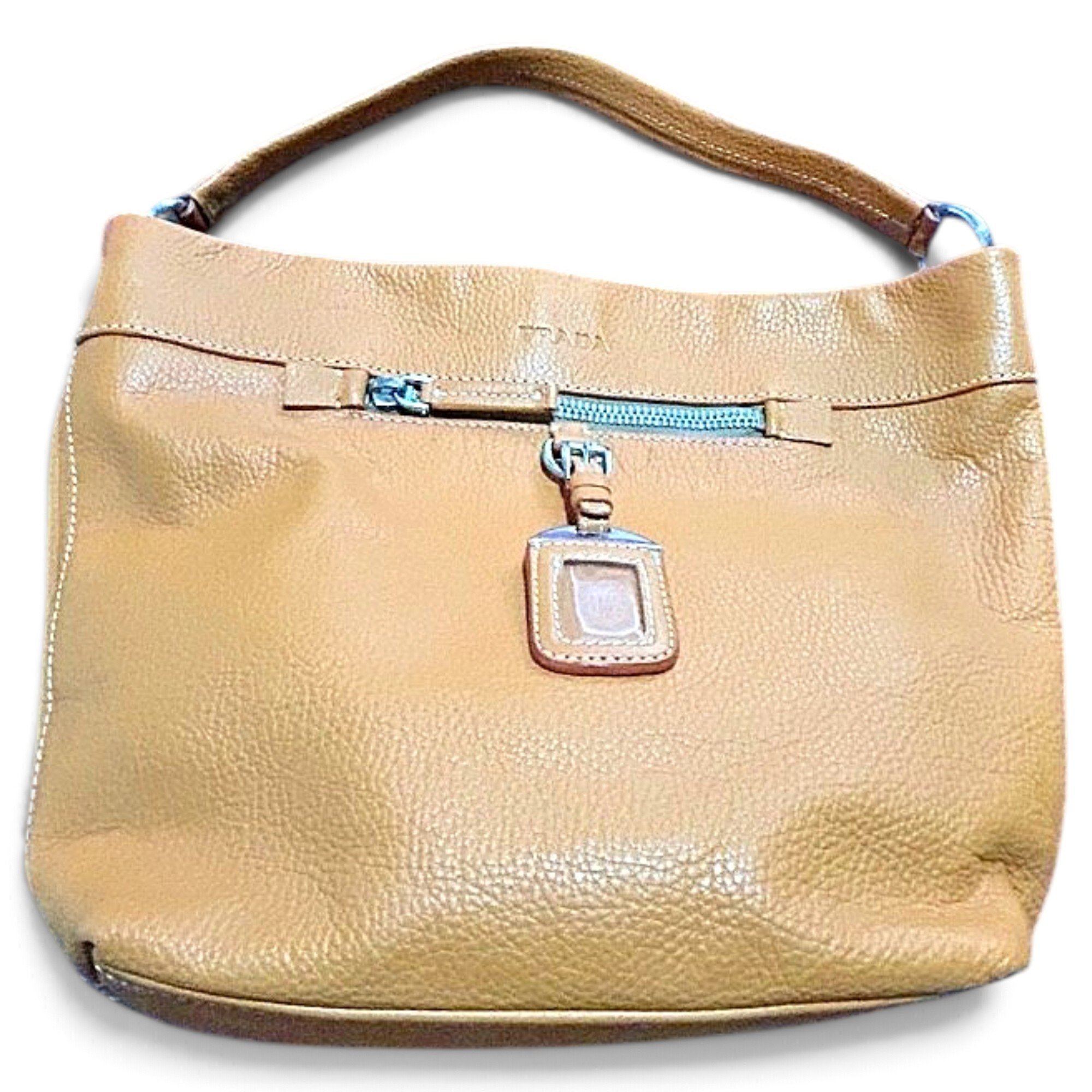 Buckle leather handbag