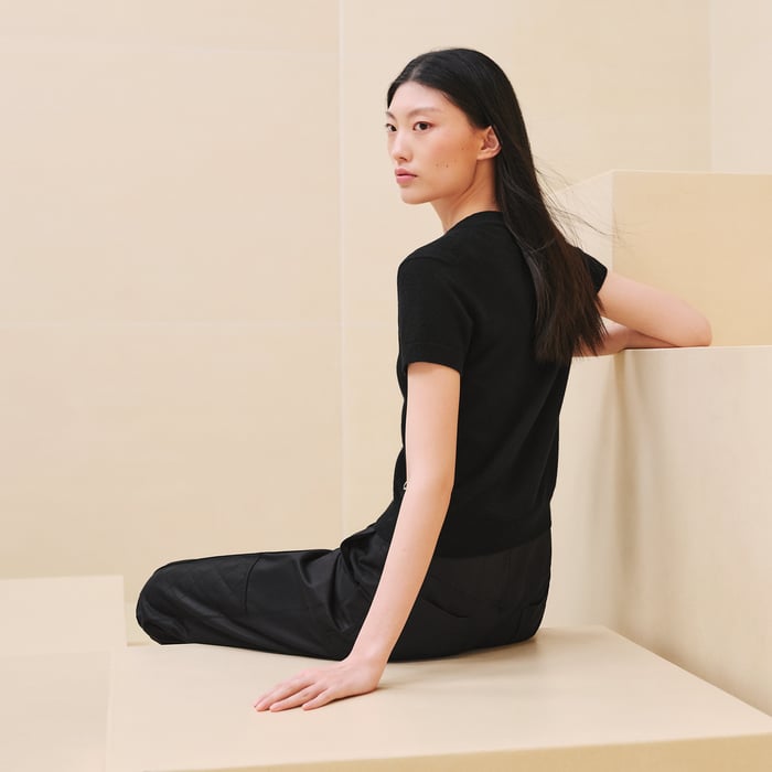 Noir Cashmere Short-sleeve Sweater