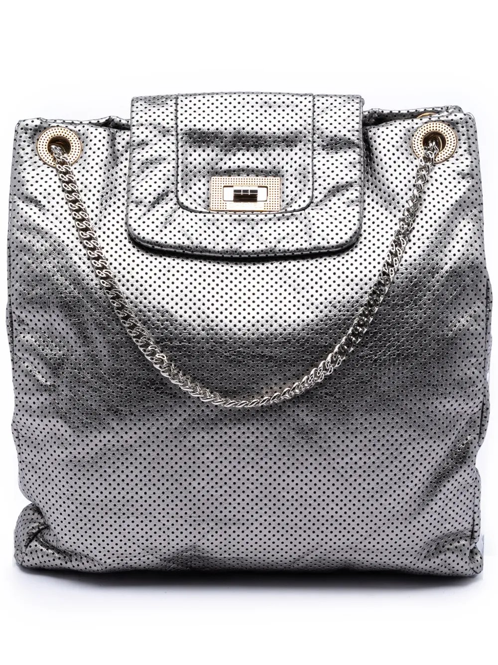 2008-2009 Perforated Crackled Metallic Calfskin Drill tote bag