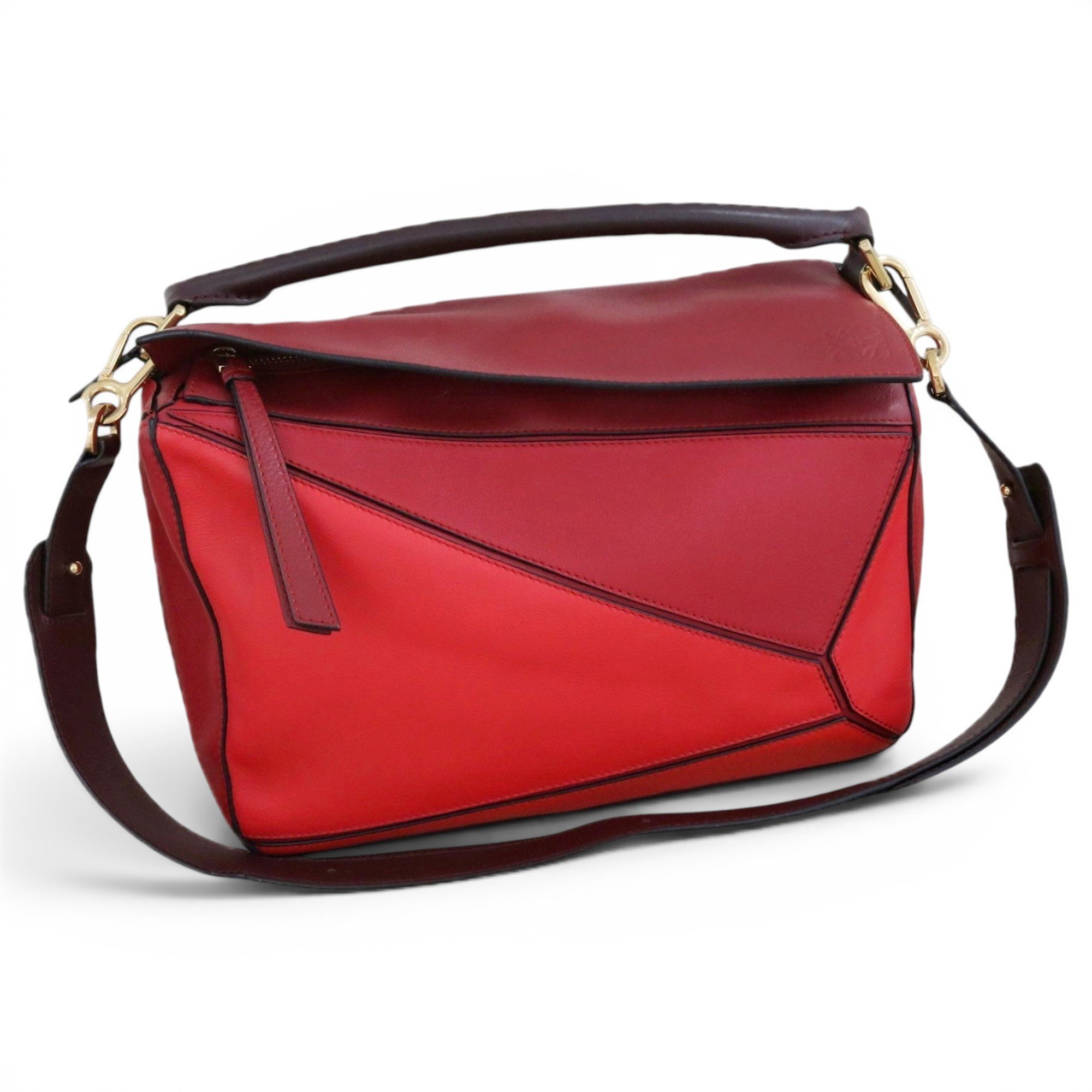 Puzzle leather handbag