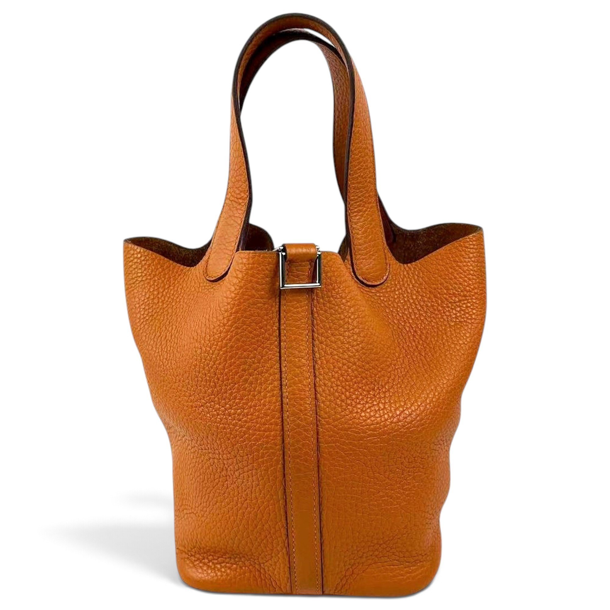 Hermes Picotin 18 Handbag Orange Clemence Leather
