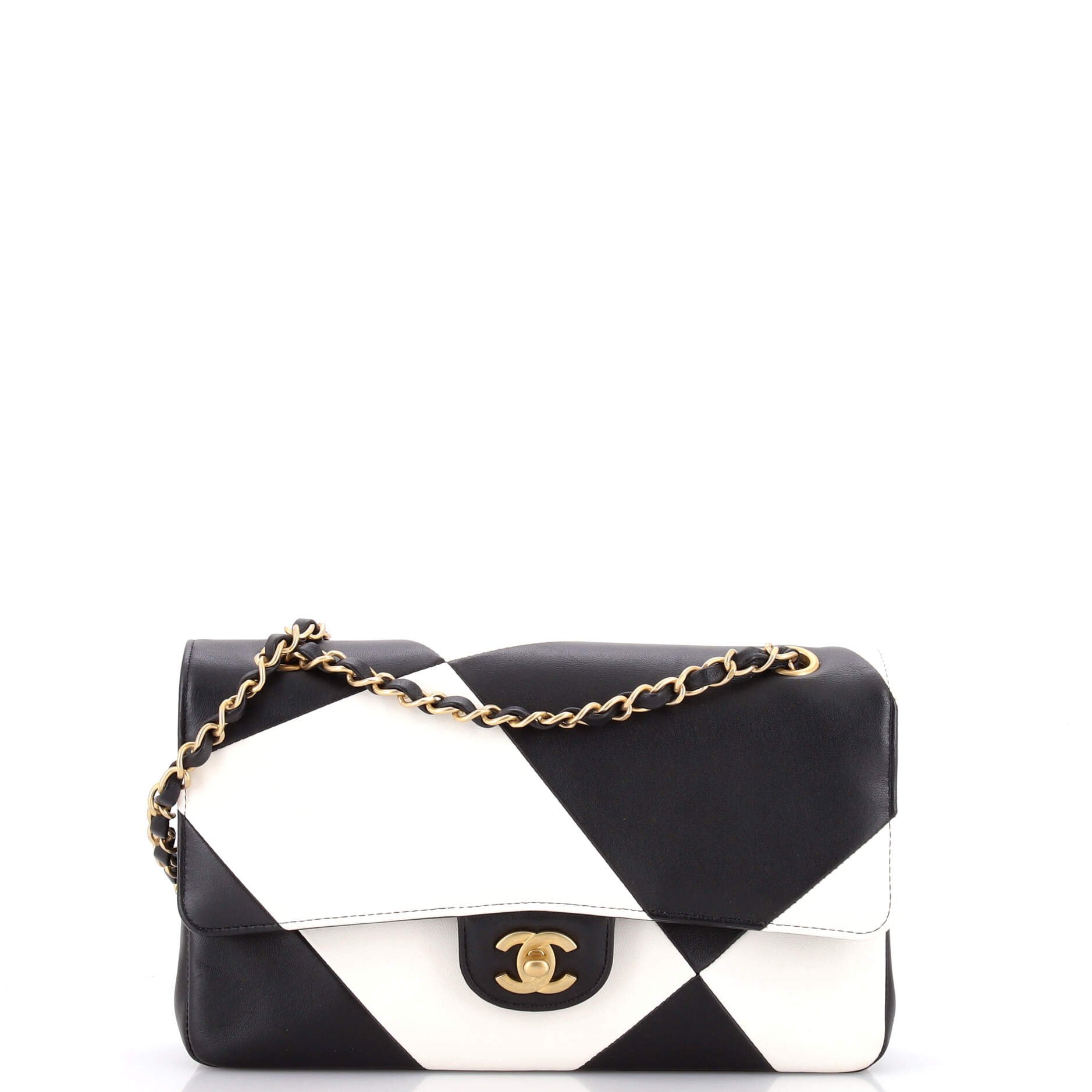 Classic Double Flap Bag Geometric Patchwork Lambskin Medium