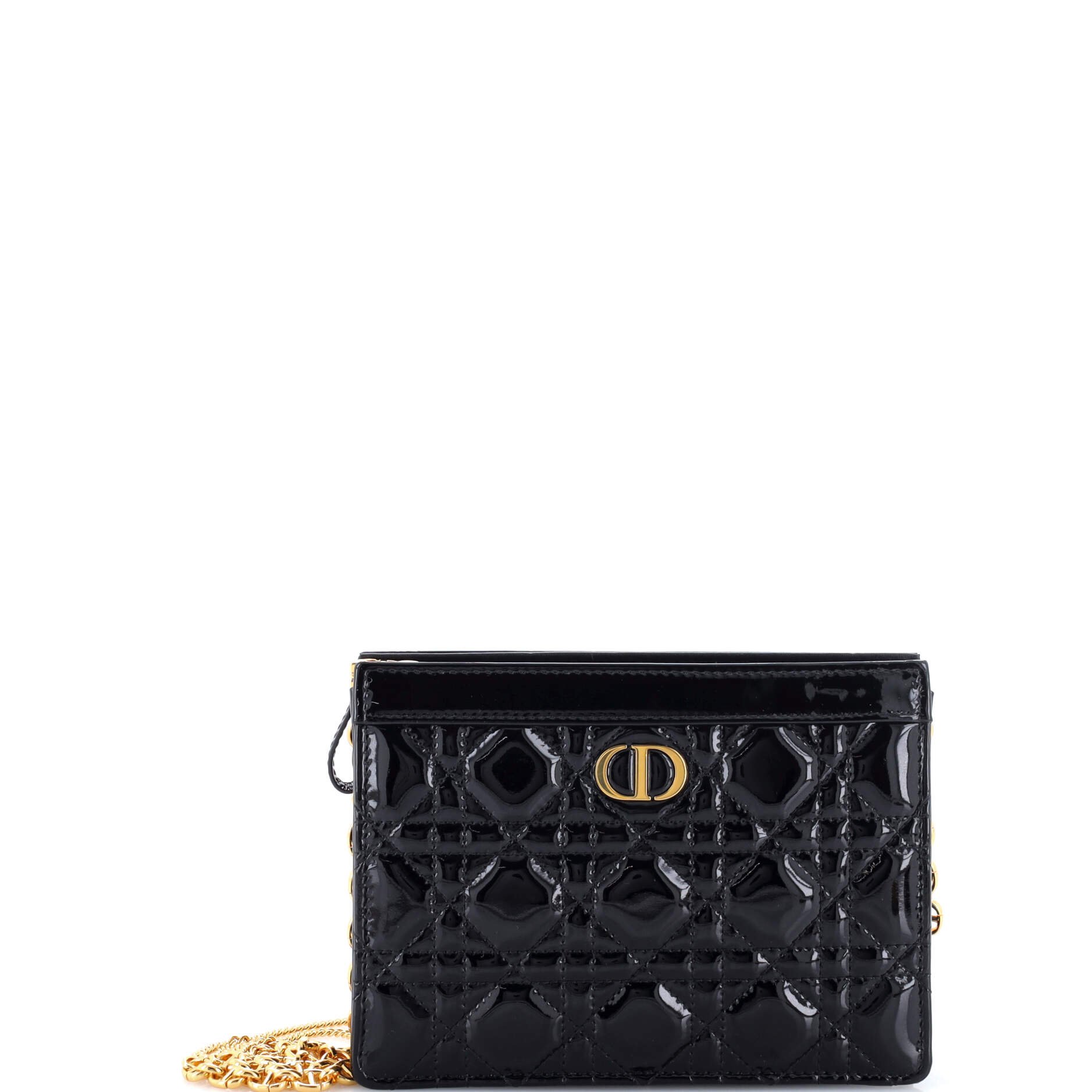 Caro Zipped Pouch With Chain Cannage Quilt Patent