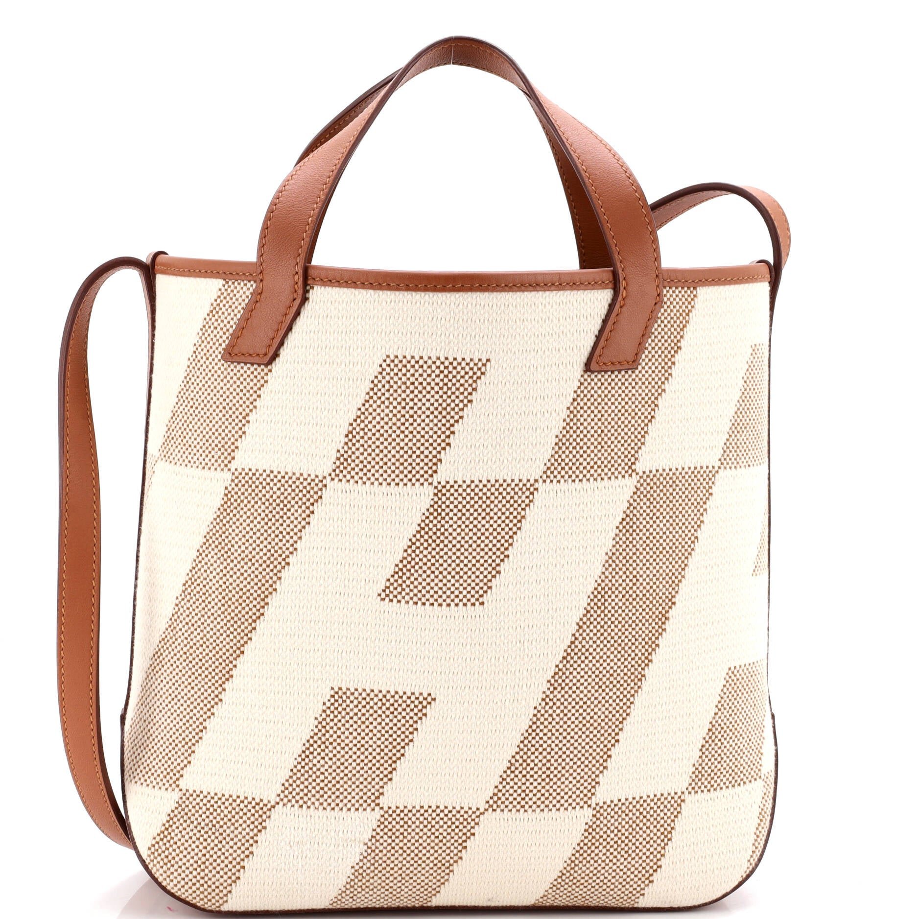 Cabas H en Biais Tote Canvas with Leather 27