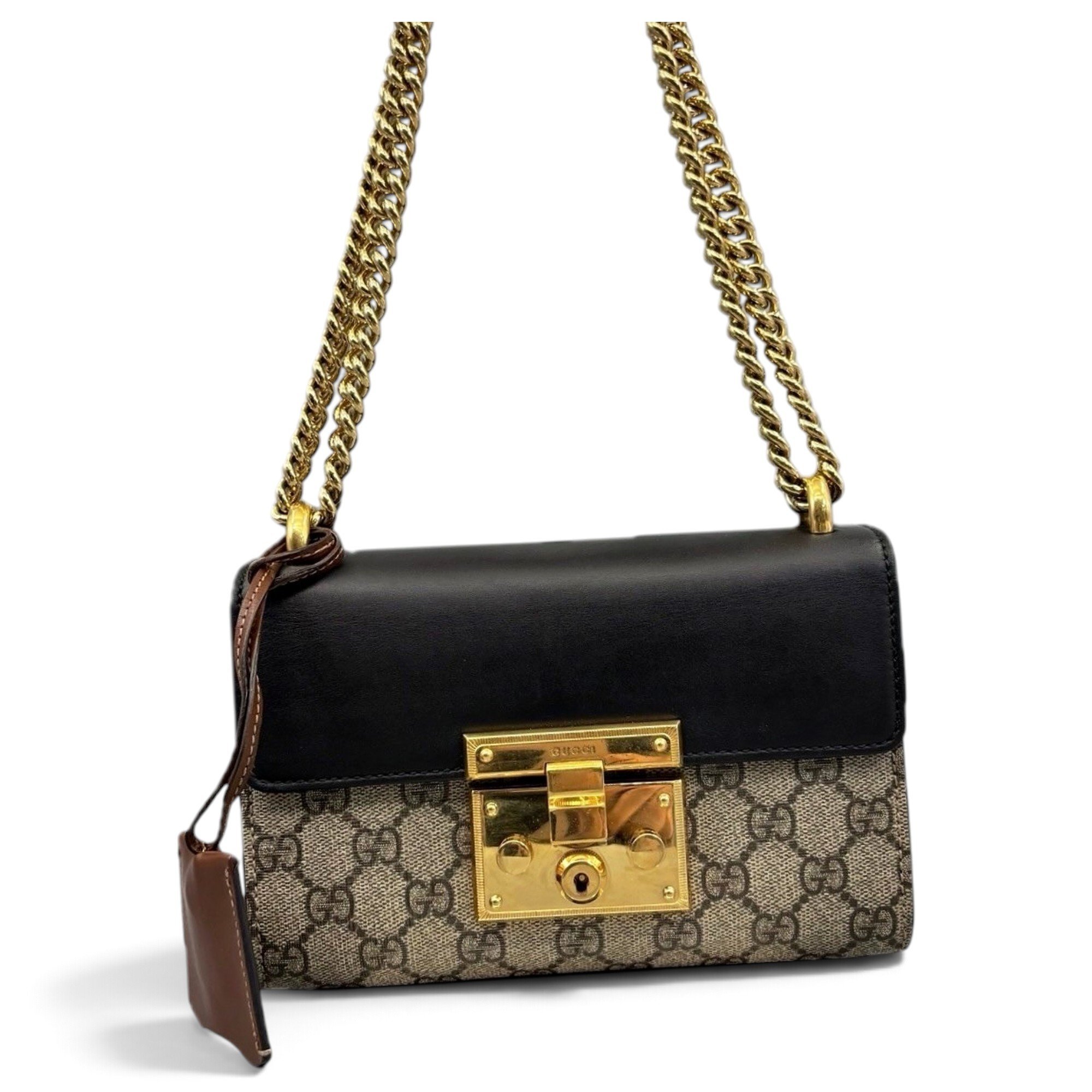 Padlock leather handbag