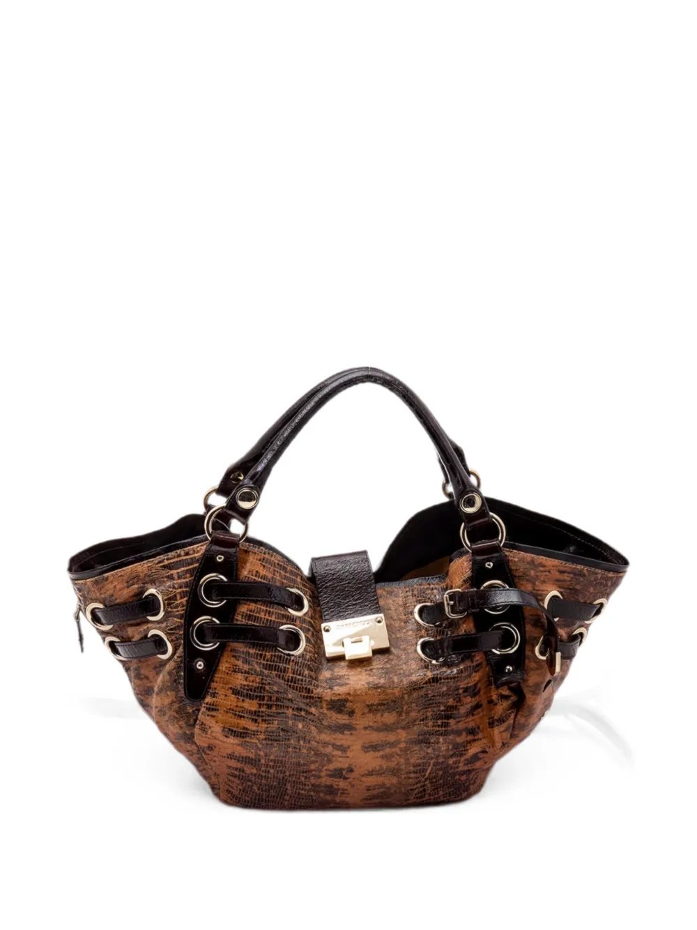 lizard-embossed leather shoulder bag