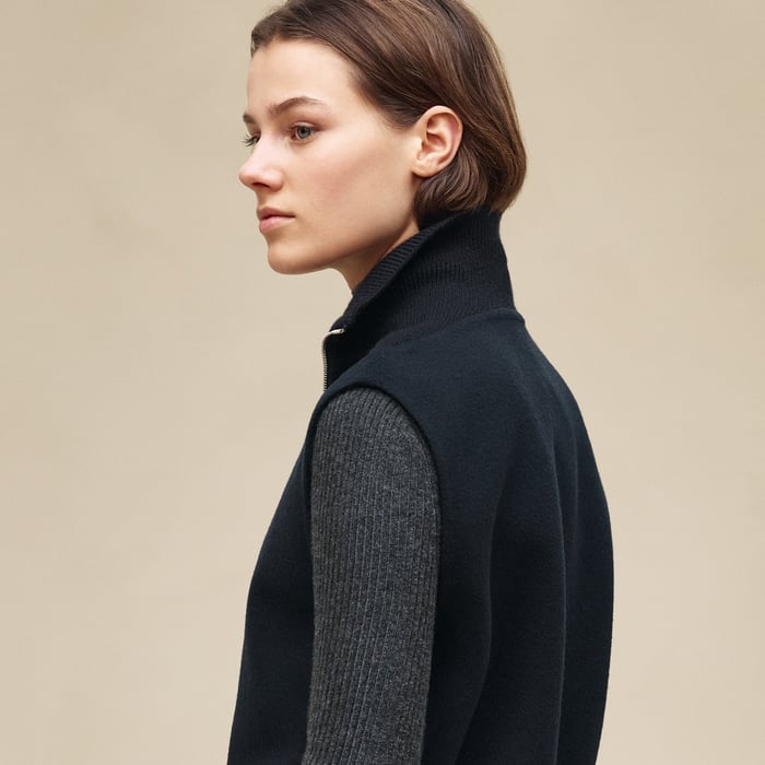 Bleu Noir Cashmere Straight Vest